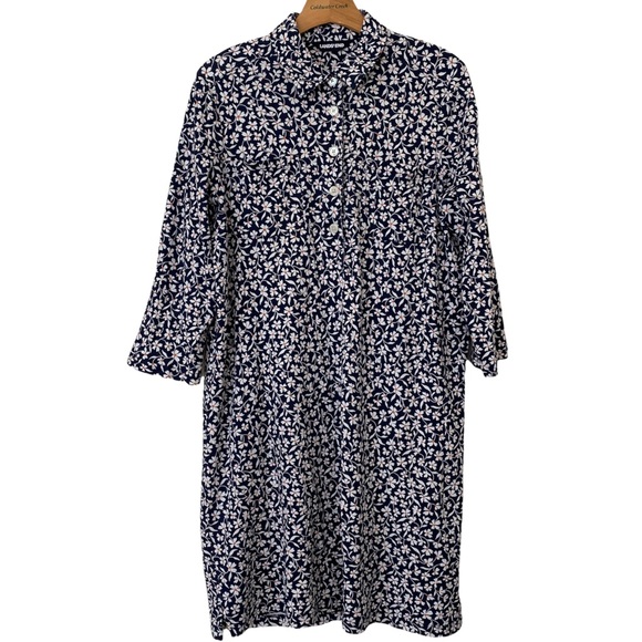 LAND’S END Cotton Floral 3/4 Sleeve Shift Dress Size XL/18 - Picture 1 of 5